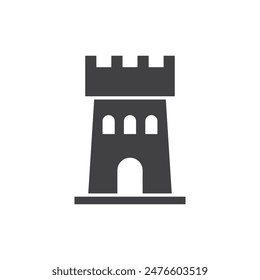 Castle tower icon in flat style. Medieval citadel vector illustration on isolated background. Stronghold building sign business concept.