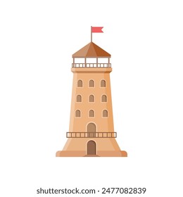 Castle tower icon in flat style. Medieval citadel vector illustration on isolated background. Stronghold building sign business concept.