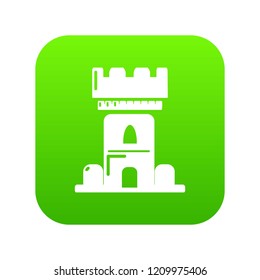 Castle tower icon green vector isolated on white background