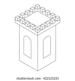 Castle tower icon, isometric 3d 