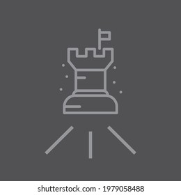 Castle tower icon in line style. Vector icon grey