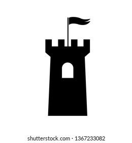 Castle Tower icon, logo isolated on white background