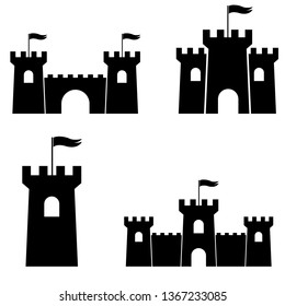 Castle Tower icon, logo isolated on white background