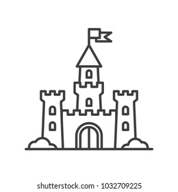 Castle tower icon. Medieval castle with fortified wall and towers