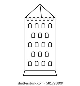 Castle tower icon. Outline illustration of castle tower vector icon for web