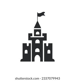 Castle Tower icon. Vector illustration of logo isolated on white background