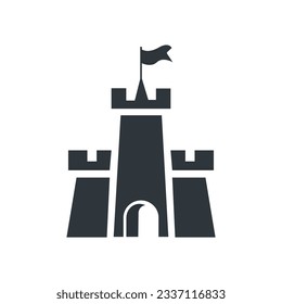 Castle Tower icon. Vector illustration of logo isolated on white background