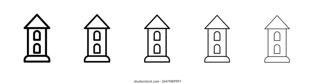 castle tower icon vector outline symbol or illustration