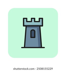 Castle tower line icon. Building, landmark, fortress. Medieval concept. Can be used for topics like sightseeing, tourism, architecture, game