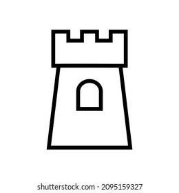 Icono de la línea de la torre del castillo, logotipo del vector aislado en fondo blanco