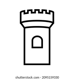 Castle tower line icon, vector logo isolated on white background