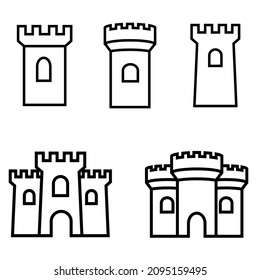 Castle tower line icon, vector logo isolated on white background