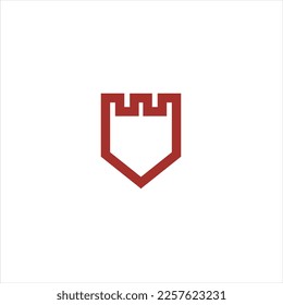 Torre del castillo con el logotipo vectorial de estilo de línea.