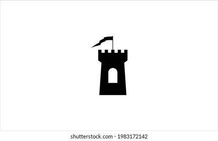 Castle tower Logo in black color  vector icon illustration design 
