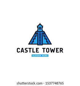 Castle Tower Logo Design Icon. Kingdom Tower Icon Design Vector. Vintage or Modern and Clean Design Logo