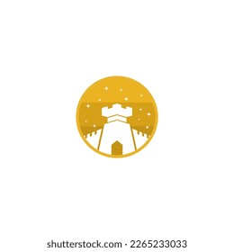 Castle tower logo design icon vector gradient