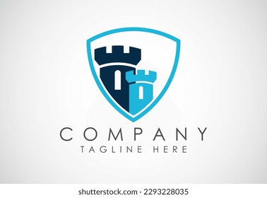 Castle tower logo design vector illustration. Castle icon sign symbol