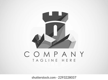 Castle tower logo design vector illustration. Castle icon sign symbol