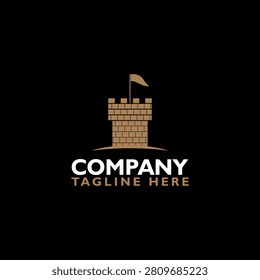 Castle tower logo icon isolated on black background