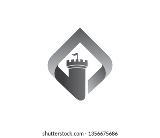 Castle Tower Logo Template, Icon, Symbol - Vector