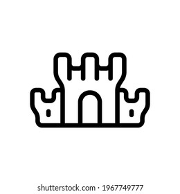 Castle tower, old fort, simple icon. Black linear icon with editable stroke on white background