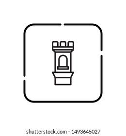 Castle, tower outline vector icon