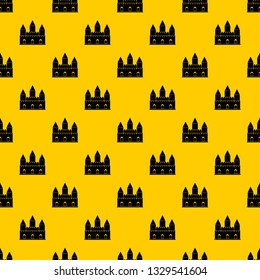 Castle tower pattern seamless vector repeat geometric yellow for any design
