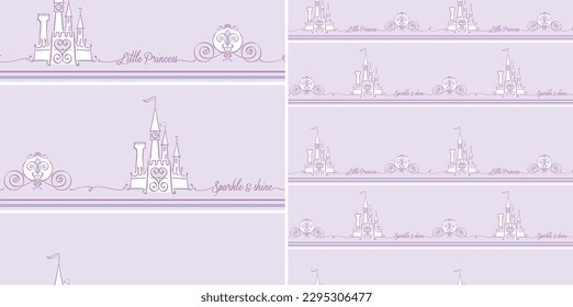 Ilustración de patrones sin fisuras de la torre del castillo para el diseño de princesas de cuento de hadas