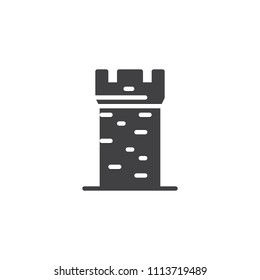 Castle tower vector icon. filled flat sign for mobile concept and web design. Medieval ancient fortress simple solid icon. Symbol, logo illustration. Pixel perfect vector graphics