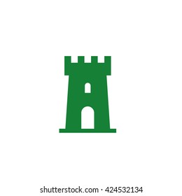 Castle tower. Vector icon green