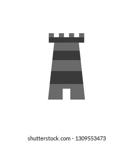 Castle tower. Vector icon grey. Tower vector icon