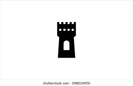 diseño del logotipo del icono del vector de la torre del castillo en la plantilla de ilustración del vector plano 
