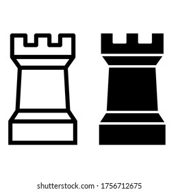 Castle Tower vector icon set, fort illustration sign. medieval symbol. isolated on white background