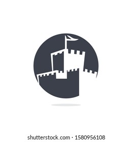 Castle Tower Vector Logo Design. Fortress Building Logo Design Template	
