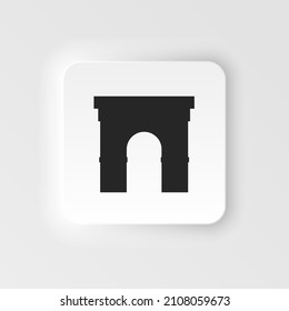 Castle tower. Vector neumorphic style icon grey. Tower vector neumorphic style icon