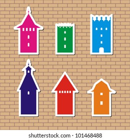 castle towers in different colors