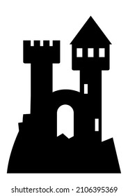 castle with towers, vector icon, black silhouette on white background