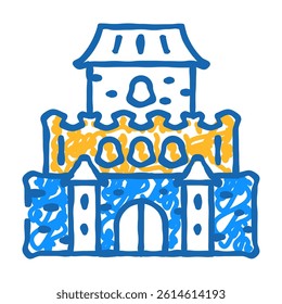 castle toy baby doodle icon sketch vector. castle toy baby sign. isolated symbol illustration