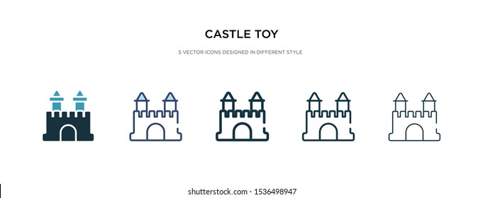 castle toy icon in different style vector illustration. two colored and black castle toy vector icons designed in filled, outline, line and stroke style can be used for web, mobile, ui