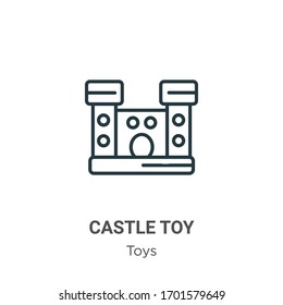 Castle toy outline vector icon. Thin line black castle toy icon, flat vector simple element illustration from editable toys concept isolated stroke on white background