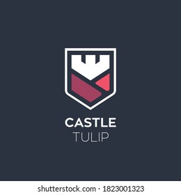 castle and tulip vector logo