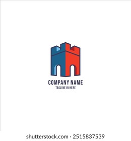 Castle two tone logo illustration vector