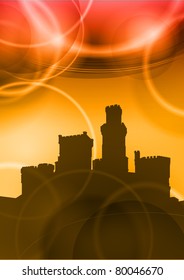 castle under the red sunset