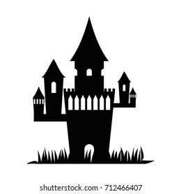Castle Vector black icon on white background.