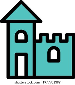 castle vector colour line icon
