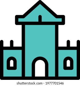 castle vector colour line icon