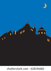 Castle vector design.
Medieval castle silhouette vector illustration.