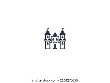 Castle vector flat emoticon. Isolated Turrets illustration. European Castle icon