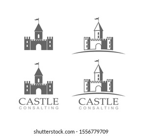 Castle in vector gray color. Logo modern style for use on the website