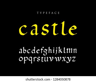 Castle vector humanist minuscule style font, alphabet, typeface, typography